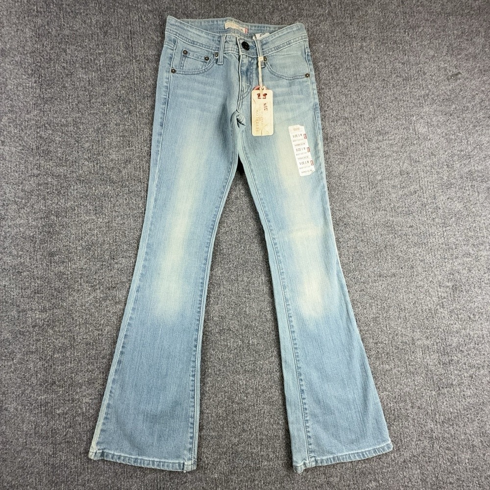 Y2K Levi's 518 Superlow Boot Cut Jeans Juniors 0 Light Wash Low Rise Stretch